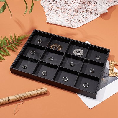 Stackable Wood Display Trays Covered By Black Leatherette PCT106-1