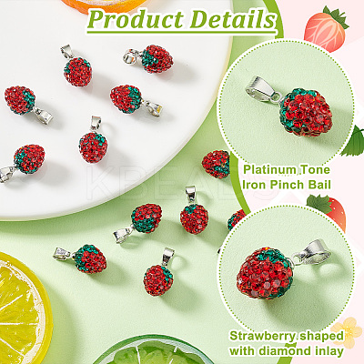 12Pcs Polymer Clay Rhinestone Pendants RB-PH0001-52-1