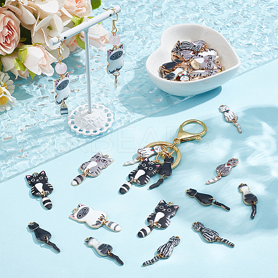 32Pcs 8 Styles Alloy Enamel Pendants FIND-WR0012-14-1