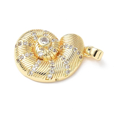 Brass Micro Pave Clear Cubic Zirconia Pendants KK-L253-03G-1