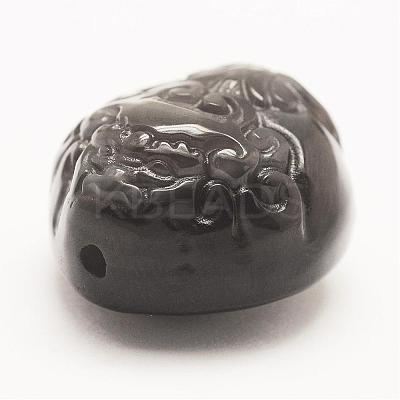 Carved Natural Obsidian Pendants G-G660-46-1