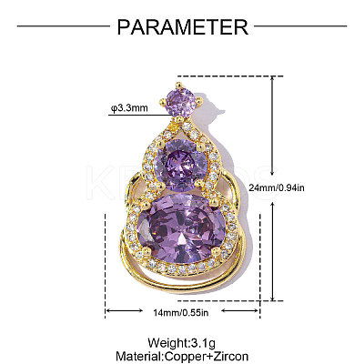 Brass Cubic Zirconia Pendants CU-CBA-01G-1
