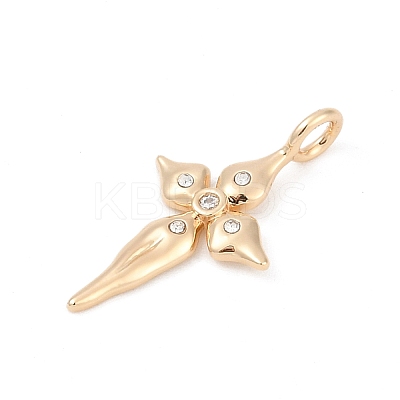 Brass Pave Clear Cubic Zirconia Pendants KK-Q096-07A-G-1