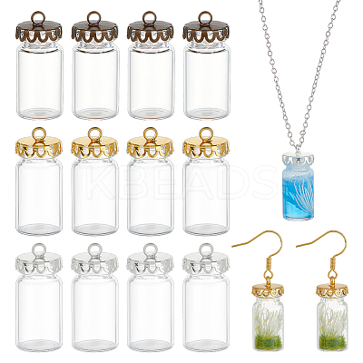 12Pcs 3 Colors Transparent Glass Bottle Pendants DIY-BC0014-84-1