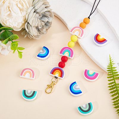 10Pcs 5 Colors Food Grade Eco-Friendly Silicone Focal Beads SIL-SC0001-06-1