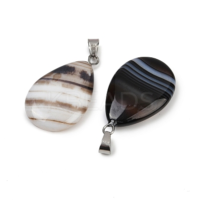 Dyed Natural Banded Agate Pendants G-G202-09C-1