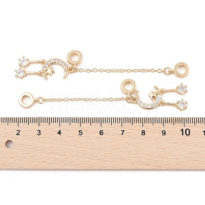 Rack Plating Moon & Star Brass Clear Cubic Zirconia European Safety Chains LS-KK-F879-24G-1