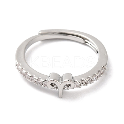 Rack Plating Brass Clear Cubic Zirconia Constellation Adjustable Rings for Women RJEW-S407-08P-06-1