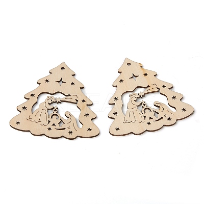 Christmas Theme Undyed Natural Wood Big Pendants LS-WOOD-B001-01-1