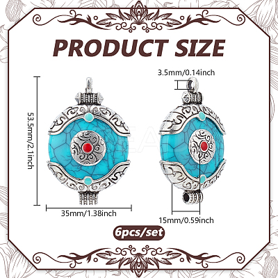 6Pcs Ethnic Style Zinc Alloy with Resin Connector Charms FIND-PH0028-05C-1