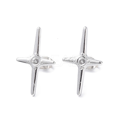Non-Tarnish 304 Stainless Steel Cross Stud Earring Findings EJEW-I285-42P-1