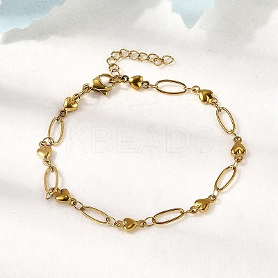 304 Stainless Steel Link Bracelets BJEW-A044-03C-G-1