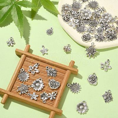 Sunflower Tibetan Style Alloy Pendants TIBEP-CJ0001-09-RS-1