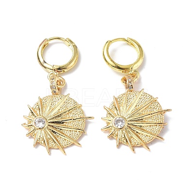 Clear Cubic Zirconia Umbrella Dangle Hoop Earrings EJEW-B017-05G-1