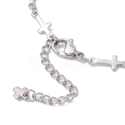 304 Stainless Steel Cross Link Chain Bracelet Making AJEW-JB01299-02-1