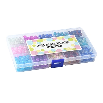 Baking Paint Crackle Glass Beads CCG-X0011-01-8mm-1