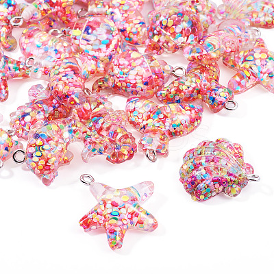 24Pcs 6 Styles Resin Pendants RESI-TA0003-27-1