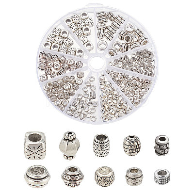 196Pcs 10 Style Tibetan Style Alloy Beads FIND-NB0003-78-1