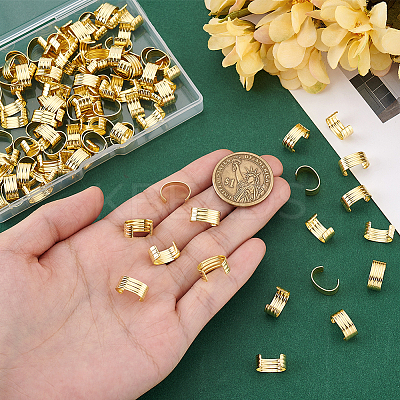120Pcs Brass Folding Crimp Ends KK-PH0014-10C-1