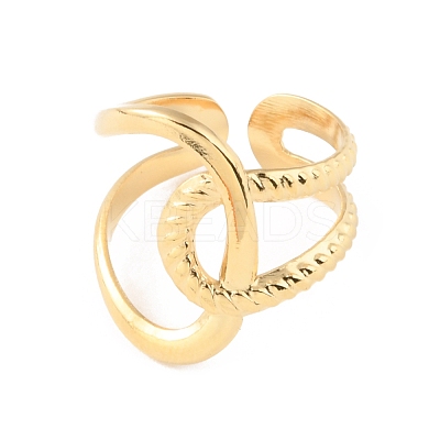 304 Stainless Steel Hollow Knot Open Cuff Rings RJEW-D002-43G-1