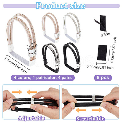 4 Pairs 4 Colors Polyester Rhinestone Elastic Shoelaces DIY-OC0013-17-1