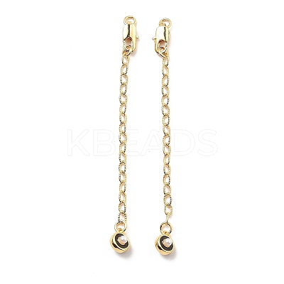 Brass Enamel ABS Imtation Pearl End with Chain KK-B129-27G-02-1