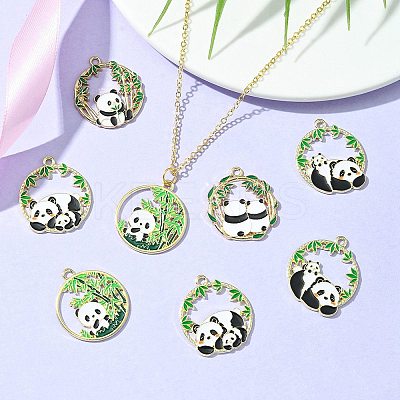 10Pcs 5 Style Alloy Enamel Pendants ENAM-YW0003-75-1