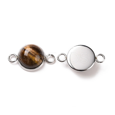 Natural Tiger Eye Connector Charms G-D059-01C-15-1