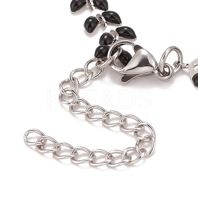 Enamel Wheat Link Chains Bracelet BJEW-P271-02P-1