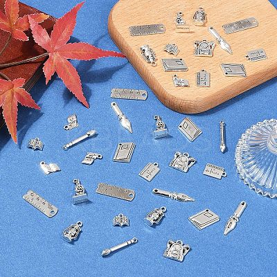 50Pcs 10 Style Tibetan Style Alloy Pendants TIBE-YW0001-70-1