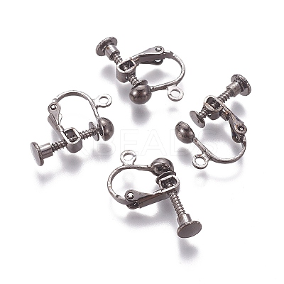 Rack Plated Brass Screw Clip-on Earring Findings LS-KK-P169-04B-1