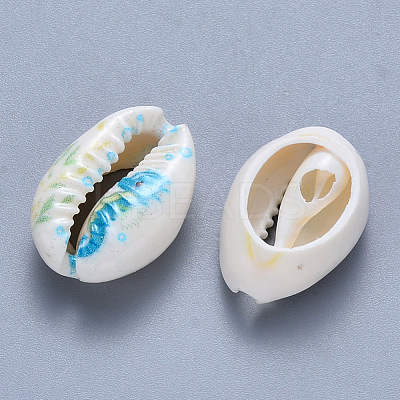 Printed Cowrie Shell Beads SSHEL-T013-01A-1