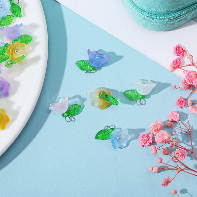 100Pcs 10 Colors Glass Flower of Life Charms FIND-CA0009-01-1