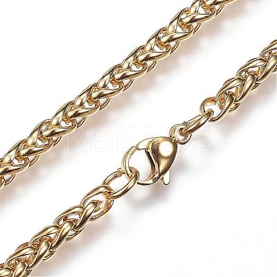 304 Stainless Steel Wheat Chain Necklaces NJEW-D285-14G-1