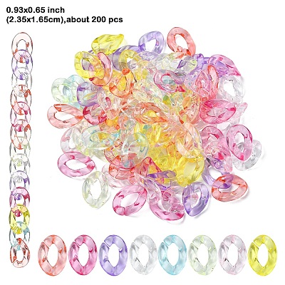 200Pcs 8 Colors Transparent Acrylic Linking Rings MACR-YW0003-19-1