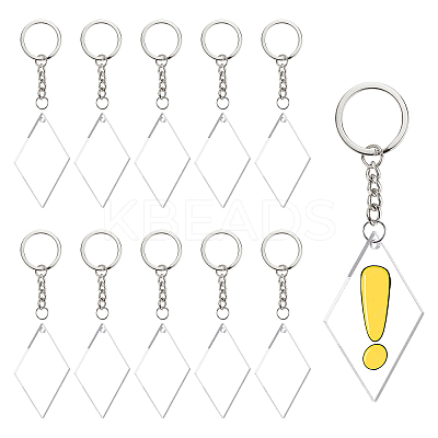 DIY Rhombus with Angle Acrylic Blank Pendant Keychain Making Kits DIY-BC0001-63B-1