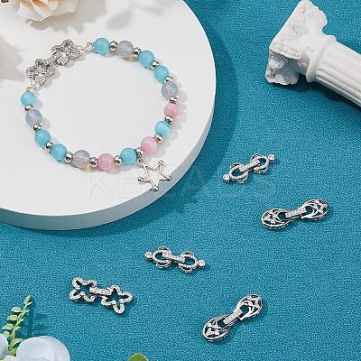 6Pcs 3 Styles Rack Plating Brass Micro Pave Clear Cubic Zirconia Fold Over Clasps KK-HS0001-01P-1