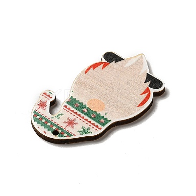 Christmas Single Face Printed Wood Big Pendants WOOD-H102-01B-1