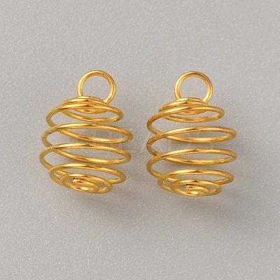 Stainless Steel Spiral Bead Cage Pendants STAS-WH0016-57G-1