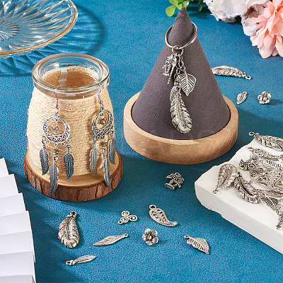100Pcs 10 Styles Tibetan Style Alloy Pendants TIBE-TA0001-34-1