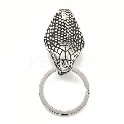 Tibetan Style 316 Surgical Stainless Steel Fittings with 304 Stainless Steel Key Ring FIND-Q101-02AS-1