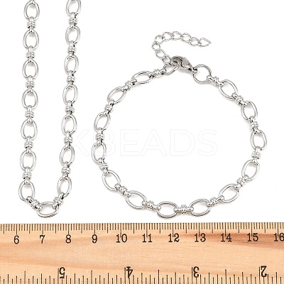 304 Stainless Steel Cable Chains Bracelet & Necklace Jewelry Sets SJEW-L199-01P-1