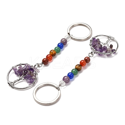 Gemstone and Natural Amethyst Chakra Keychain KEYC-P037-B02-1