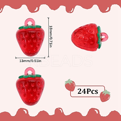 24Pcs Transparent Resin Imitation Fruit Pendants INS-SC0001-01-1
