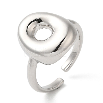 Initials Brass Open Cuff Ring for Women RJEW-N046-02O-P-1