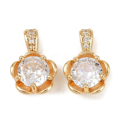 Brass Micro Pave Cubic Zirconia Charms KK-F906-01G-1