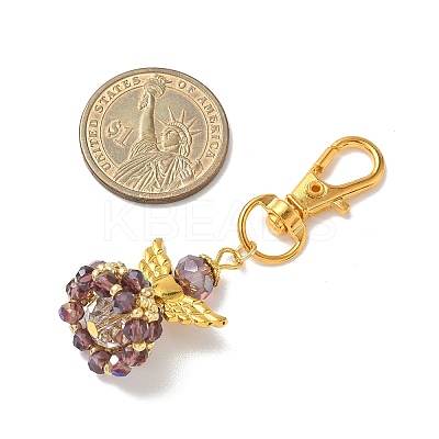 Angel Glass & Alloy Pendant Decorations HJEW-MZ00360-07-1