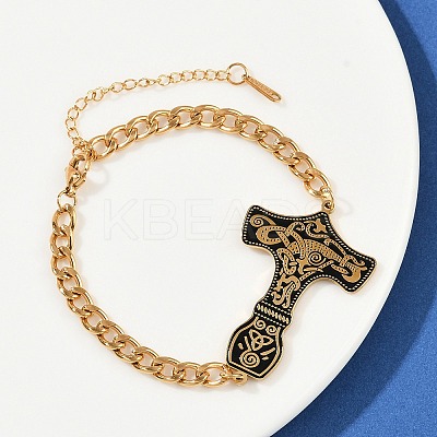304 Stainless Steel Enamel Link Bracelets BJEW-P356-01B-G-1