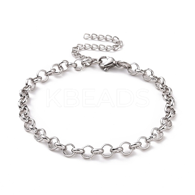 Non-Tarnish 304 Stainless Steel Rolo Chain Bracelet for Men Women BJEW-E031-06P-04-1