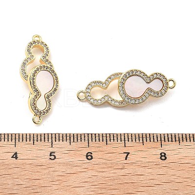 Brass Micro Pave Cubic Zirconia & Shell Fold Over Clasps KK-B129-15G-1